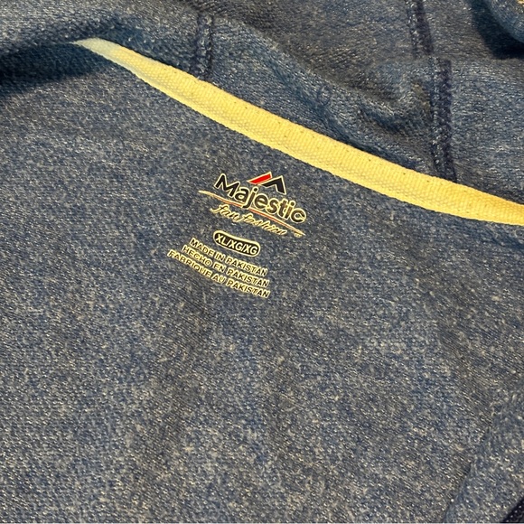 Majestic Blue NY Zip Up Hoodie with White Trim - Picture 4 of 6